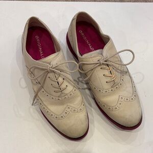 Cole Haan Cream Sneakers with Classic Brogue Detailing
